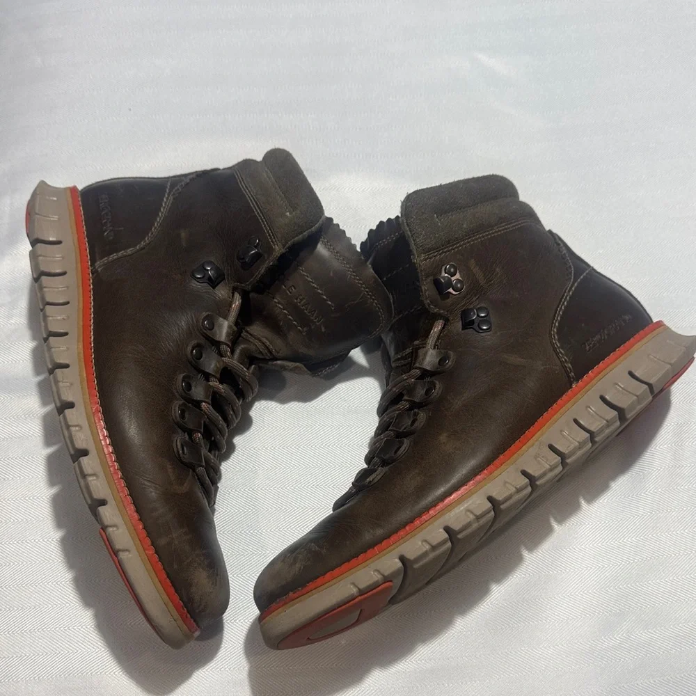 Cole Haan Brown Leather Lace-Up Men's Boots
